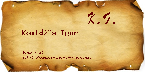 Komlós Igor névjegykártya